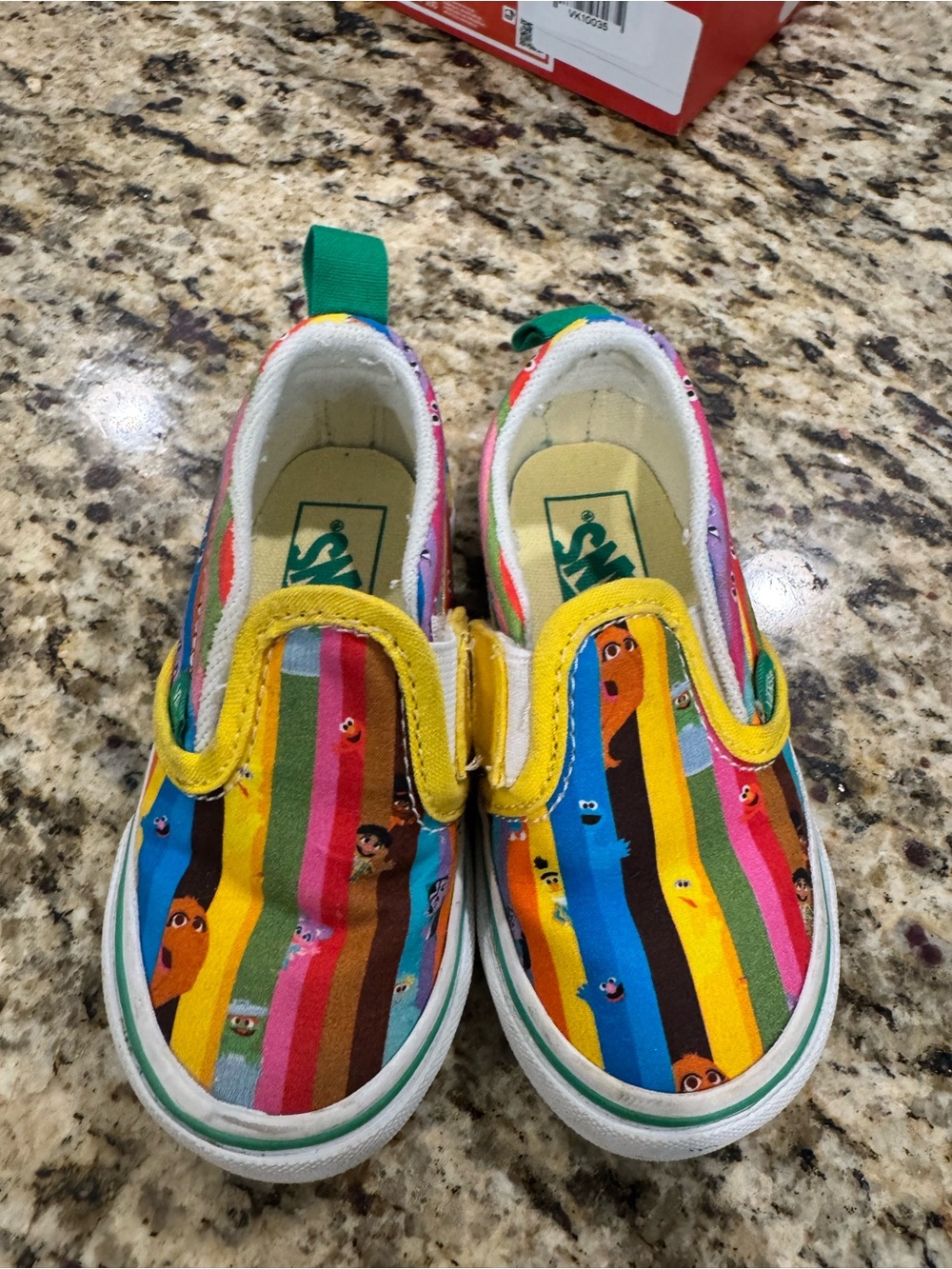Vans Kids Slip-On Sneakers in Yellow, Blue, Green, Pink and Orange Stripe